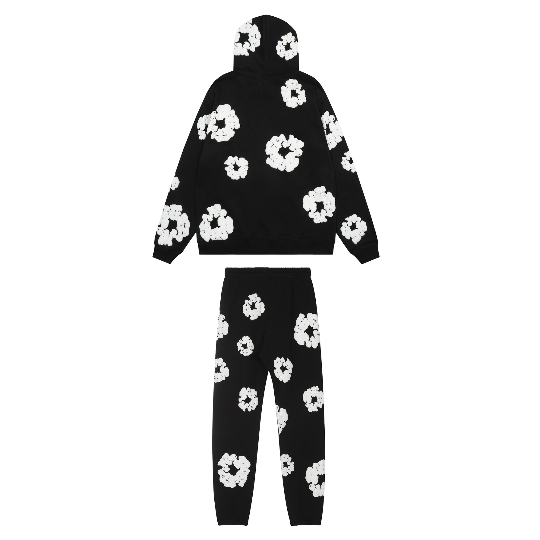 Celene - Schwarzer Blumen Tracksuit