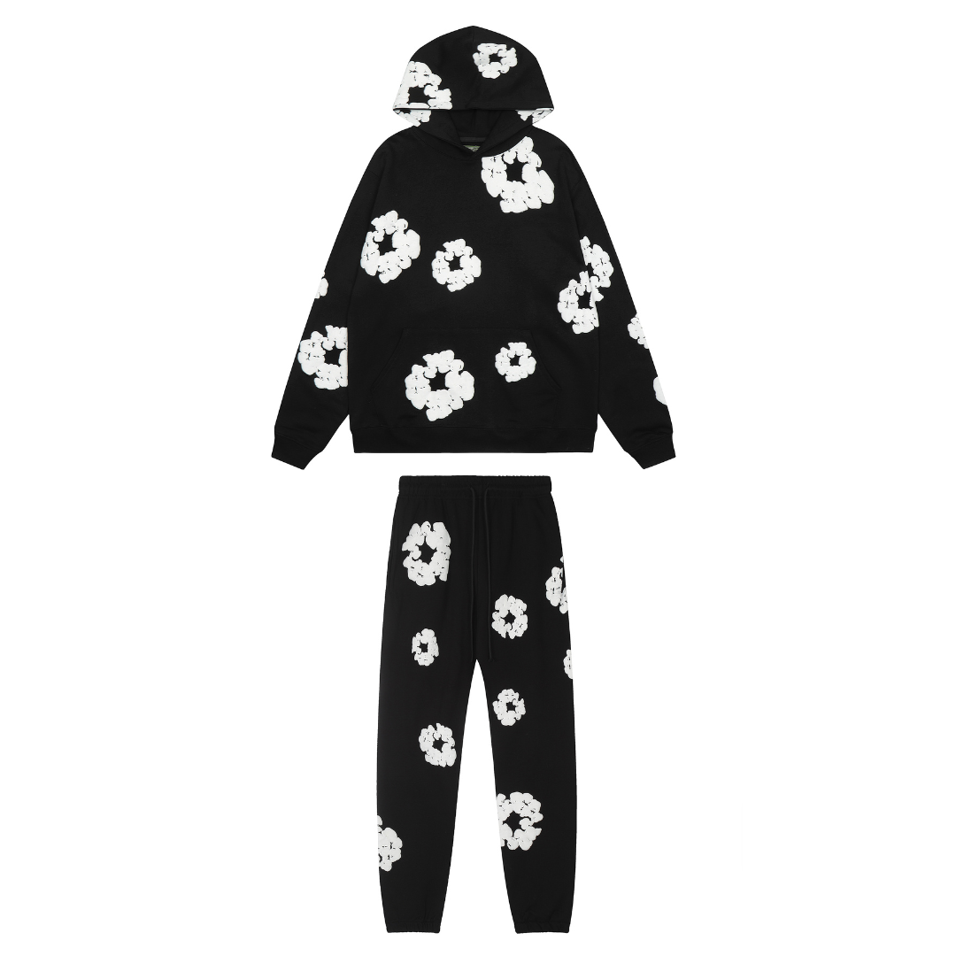Celene - Schwarzer Blumen Tracksuit